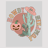 Howdy Pumpkin Cactus Halloween DTF Transfer | Western Halloween Scene